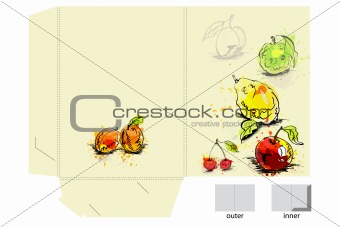 Template for folder with fruit 