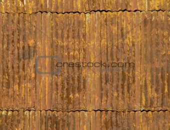 Rusty corrugated metal roof panels