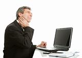 Senior business men having neck pain