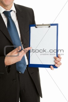 Confident businessmen presenting empty document