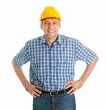 Confident worker wearing hard hat