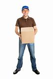 Delivery man holding package box