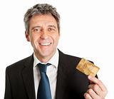 Businessman holding credit card