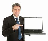 Business man presenting laptop