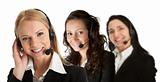 Group of cheerful call center operators