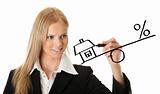 Businesswoman drawing a mortgage illustration