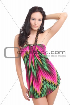 Brunette posing in a dress