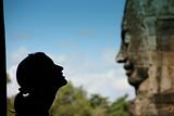 Silhouette smiling in Angkor