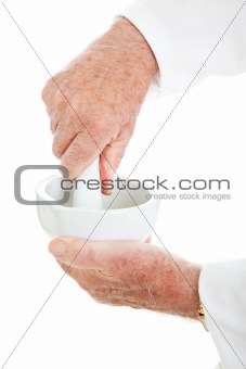 Mortar and Pestle with Hands
