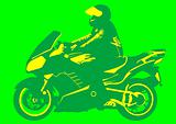 Vector drawing a motorcycle on road