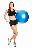 Fitness woman posing with fitness ball