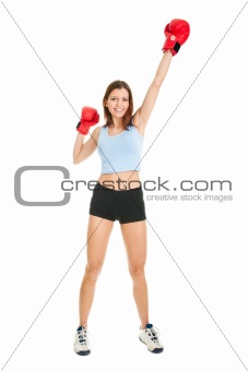 Beautiful woman practicing boxing