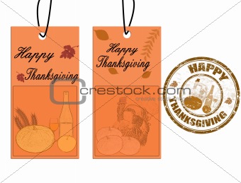 Happy thanksgiving labels and stamp
