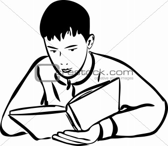 boy reading a book outline