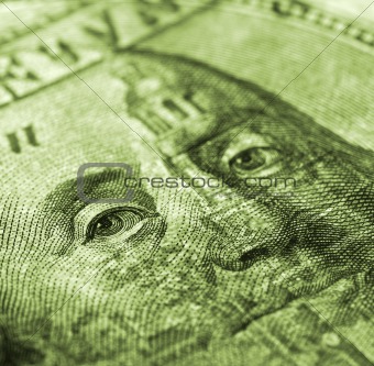 Hundred dollar bill macro shot