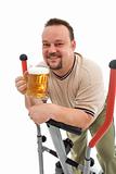 Man exercising with a beer