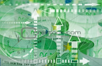 Euro banknotes closeup - time and money concept