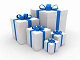 3d blue gift box christmas