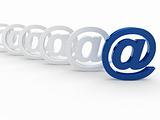 3d blue white email sign