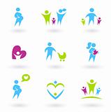 Pregnancy, Family and Parenthood icons isolated on white
