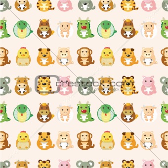 Chinese Zodiac animal  seamless pattern