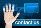 businessman hand pushing contact us button on a touch screen interface