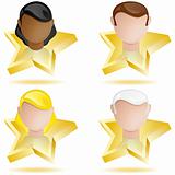 Successful People Head on Golden Star