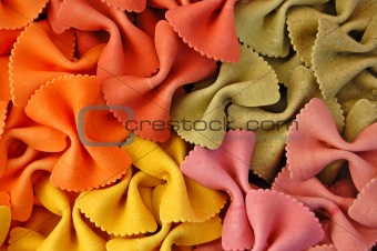 colored farfalle pasta background