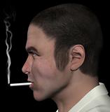 man smoking cigarette