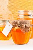 sweet honey in glass jars