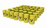 rows of nuclear waste barrel from top