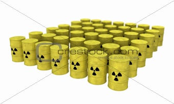 rows of nuclear waste barrel from top