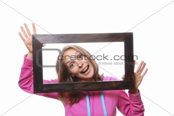 Woman Holding Blank Frame