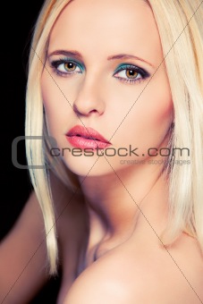 Portrait of attractive blond hair woman. Retouched
