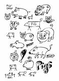 hand drawn pigs collection