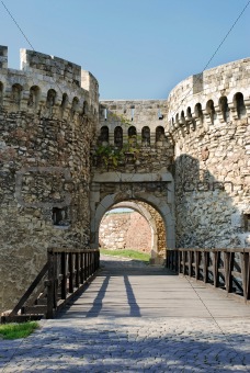Tower gate of stone fortress  in Belgrade