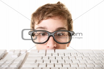 Man Behind Computer Keyboard