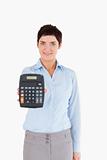 Woman showing a calculator