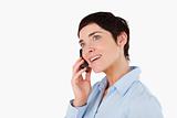 Close up of a businesswoman making a phone call