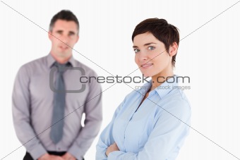 Close up of office workers posing
