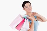 Good looking woman posing with shopping bags