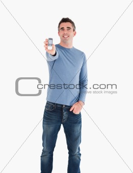 Man showing his mobile phone