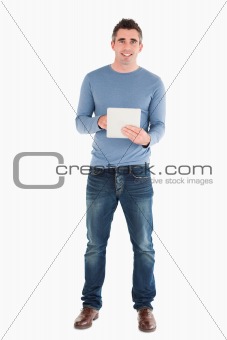 Man holding a tablet computer