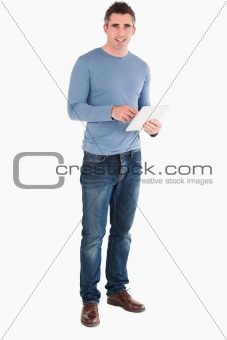 Man with a tablet computer