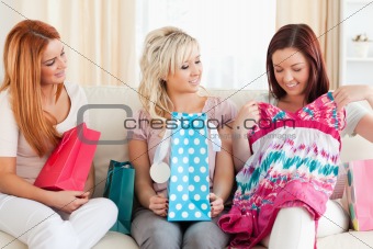 Young cute Women with shopping bags
