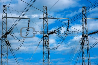 three electricty pylons