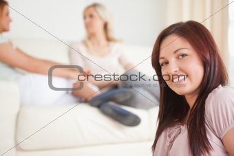 Young Women chatting on a sofa