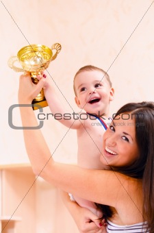 mother and son at home