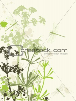 Grunge background with flowers