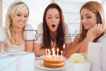 Smiling Women celebrating a birthday
